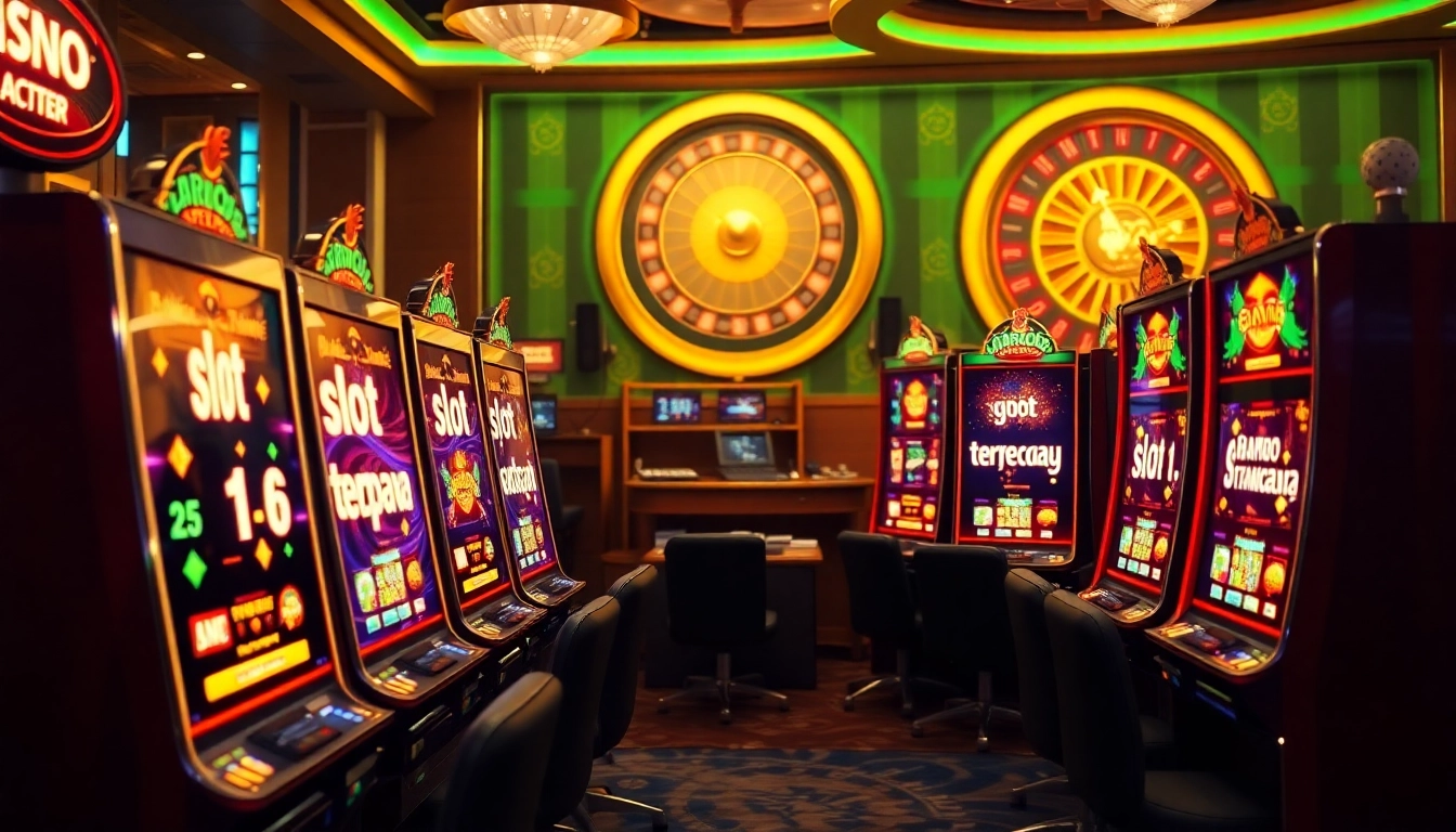 Players enjoying luxury slot gacor terpercaya machines in a vibrant casino atmosphere.
