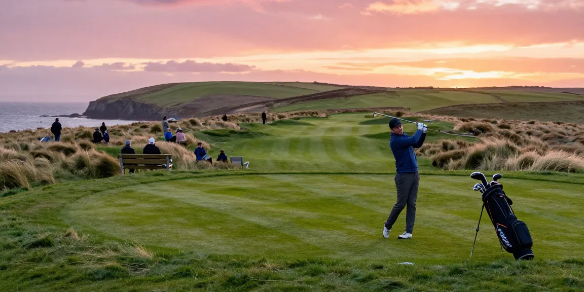Golfing at cullengolfclub.co.uk during sunset, showcasing serene course views.